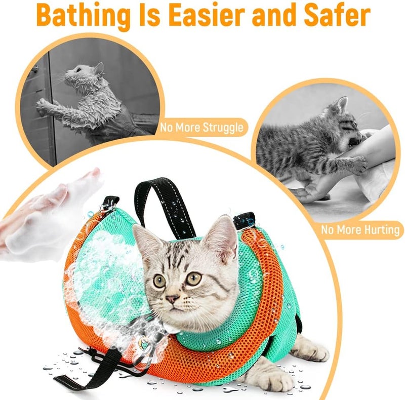 AWOOF Cat Grooming Bag Adjustable Cat Bathing Bag Anti Scratch Bite Restraint Bag Cat Sling Bag Durable Mesh Cat Shower Bag for Small Medium Large Cats Nail Trimming Ear Cleaning Medicine Taking - Image 2
